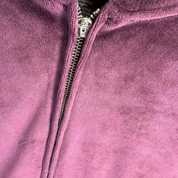 Victoria's Secret Velour Full Zip Hoodie  Purple Logo Cropped Size S #velvet - Picture 3 of 8